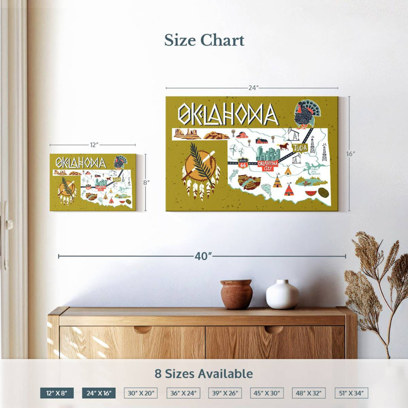 Icônes de carte Aliaz Oklahama, H 16 po x l 24 po