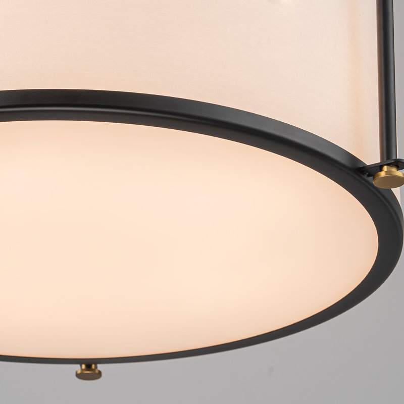 18" Transitional 5-Light  Fabric & Acrylic Drum Flush Mount