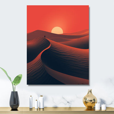 Alone in the Sahara Desert at Sunset II - désert, art mural en métal