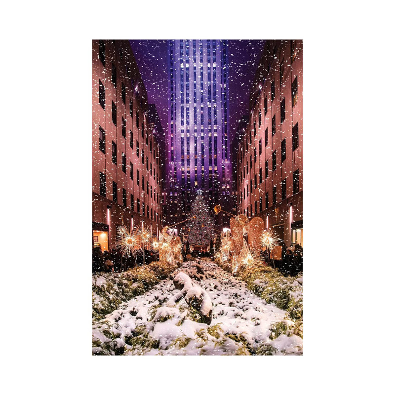 Rockefeller Center avec arbre de Noël et anges II par Susanne Kremer - photographie sur toile tendue