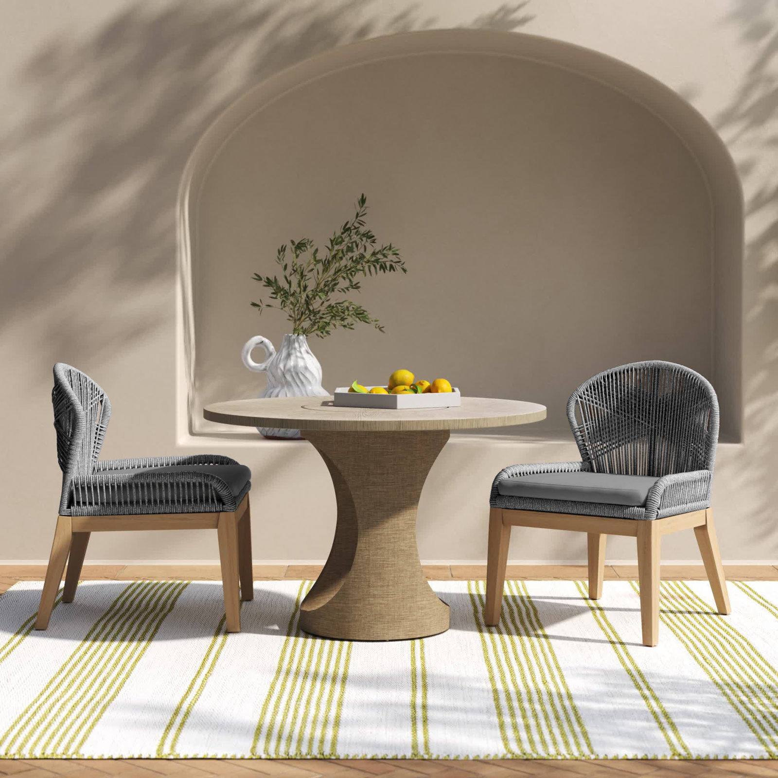 Bowery Acacia Patio Side Chair, Gray