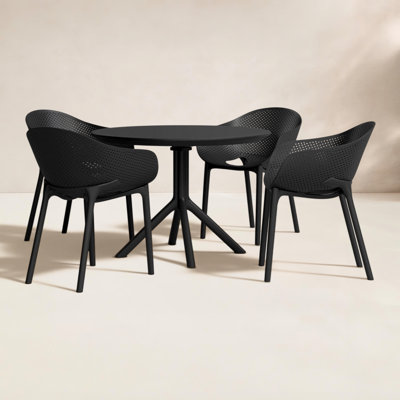 Farrah Sky Armchair 4 Person Dining Set