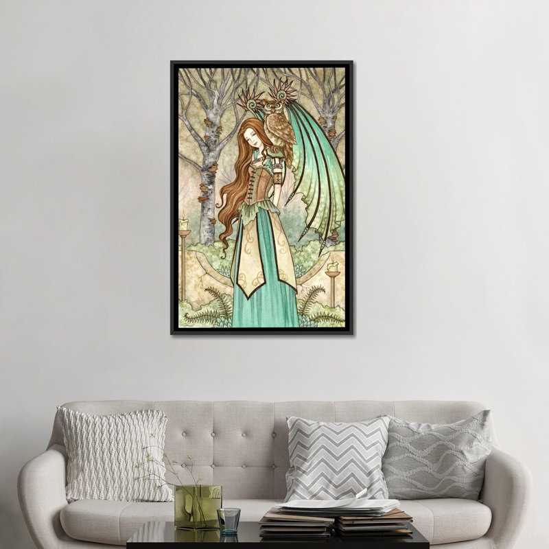 Jardin de la sagesse, H 48 po x l 32 po x P 1,5 po, Toile avec cadre flottant noir, Pas de tapis