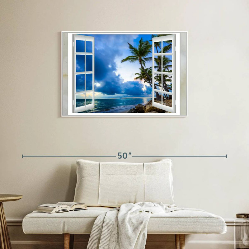 Fenêtre sur le Yordanov, Cadre flottant blanc, 37 po x 25 po