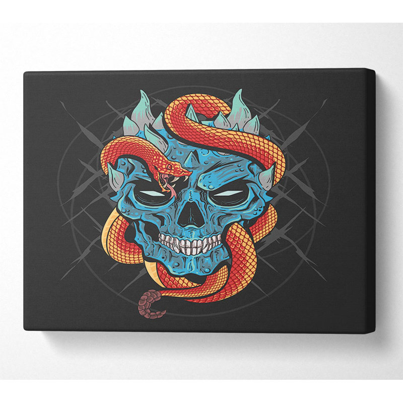 Snake Wrapped Around A Skull Metal Print, 50.8cm H x 81.3cm W