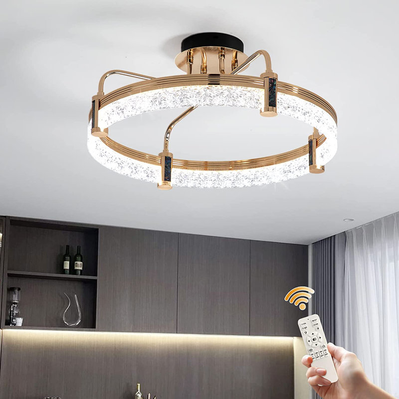 Plafonnier semi-encastré rond à 1 lumière DEL 19,6 po Darvel