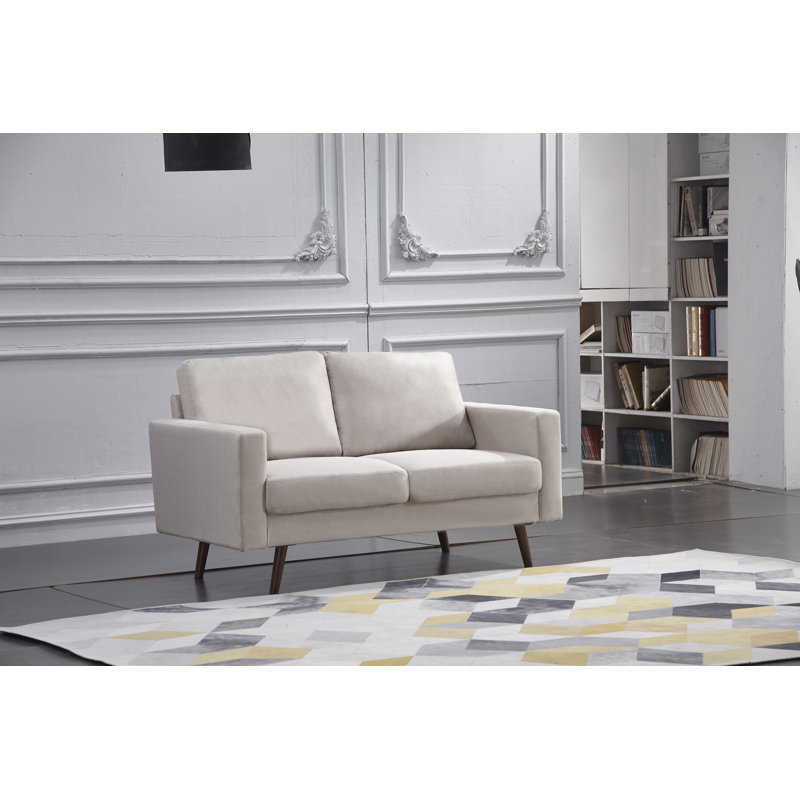 Causeuse à accoudoirs carrés 57 po Jaiheem, Polyester beige