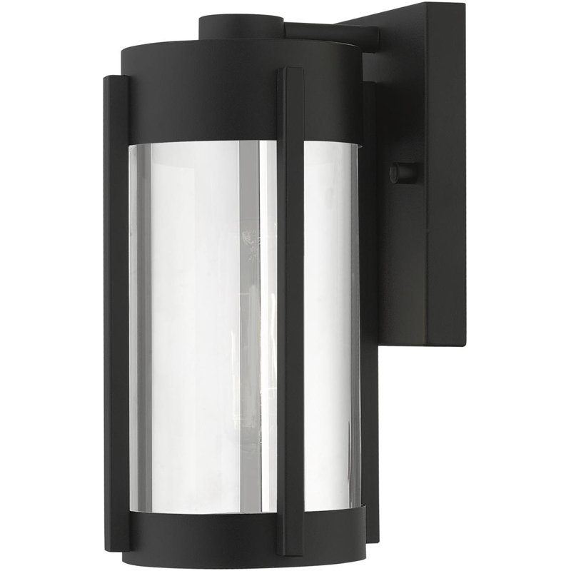 Lanterne murale d'extérieur 2 lumières, abat-jour en verre fumé plaqué électrique, Noir