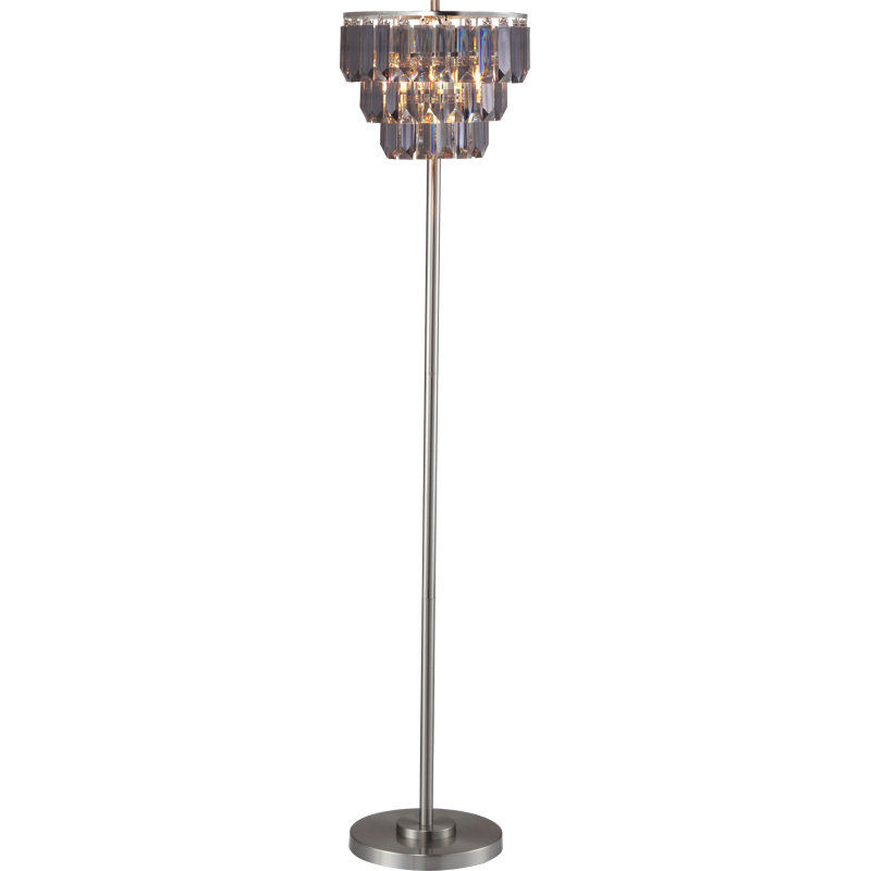 Lampe sur pied 60,5 "à abat-jour en cristal contemporaine - Une élégance intemporelle pour les espaces modernes, Fumée