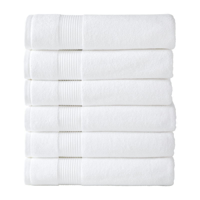Ensemble de 6 serviettes de bain 100% coton filé à l'anneau à séchage rapide Modern Collection Hotel Collection