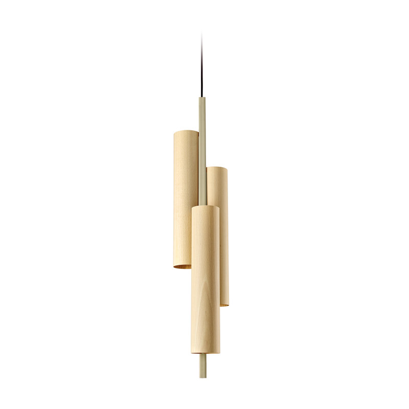 Black Note 3 - Light LED Pendant, Natural Beech, Gold