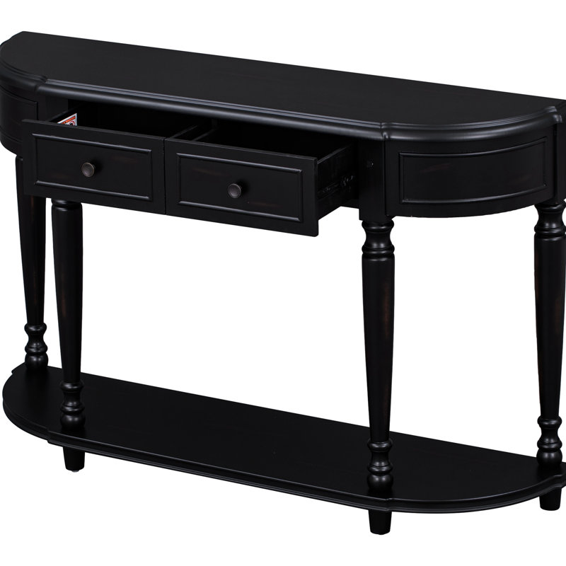Console en bois massif 33,52 po Brence, Noir, Noir