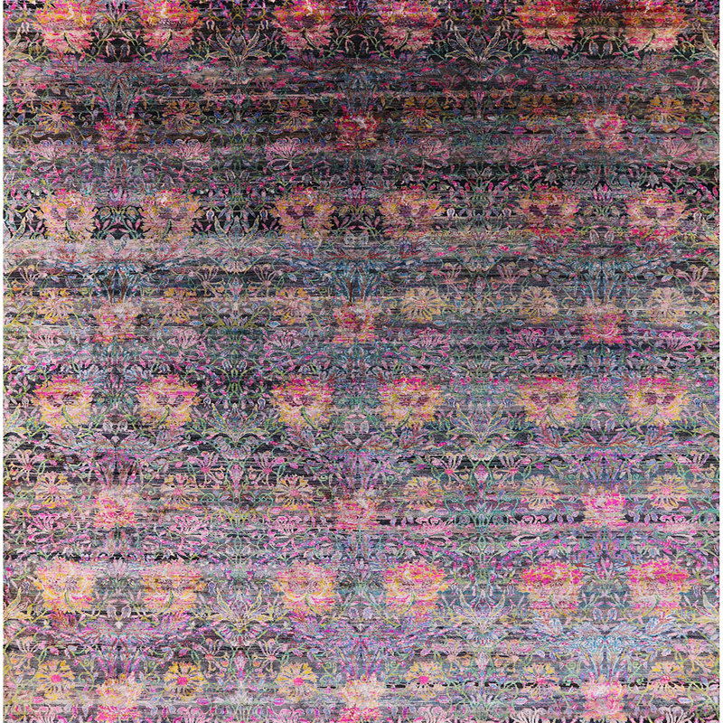 Tapis 100% Mid-Century moderne lavable à la machine 2081, Carré de 6 pi