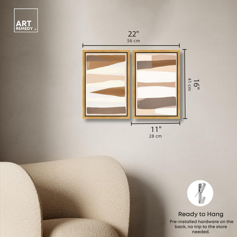 «Linear Landscape», reproduction d'art sur toile par Art Remedy, cadre doré, 10 x 15, 16" H x 11" W, Gold Frame