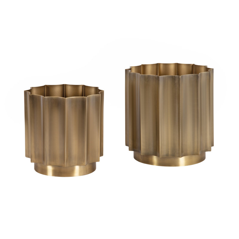 Two-Piece Metal Outdoor Planter Set, Gold