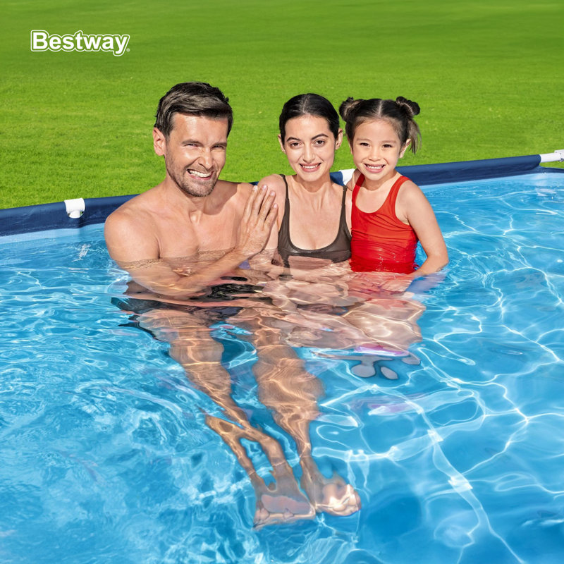 Bestway Steel Pro 9ft Blue Rectangular Above Ground Pool Set with Pump