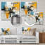 «Blue and Yellow Paint Elegance II», reproduction d'art murale abstraite en métal-461289345