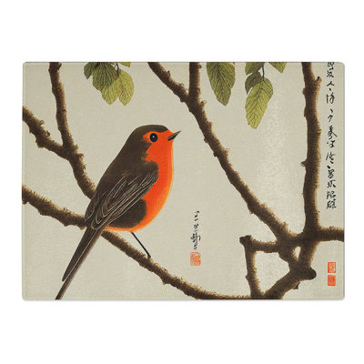 Robin Bird Japanese  Glass Chopping Board