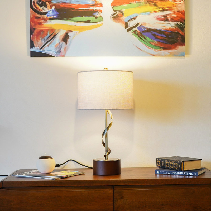 Lampe de chevet lampe de chevet lampe de bureau en bois massif lampes de lecture créatives en bois massif lampe de table en métal torsadé 110V