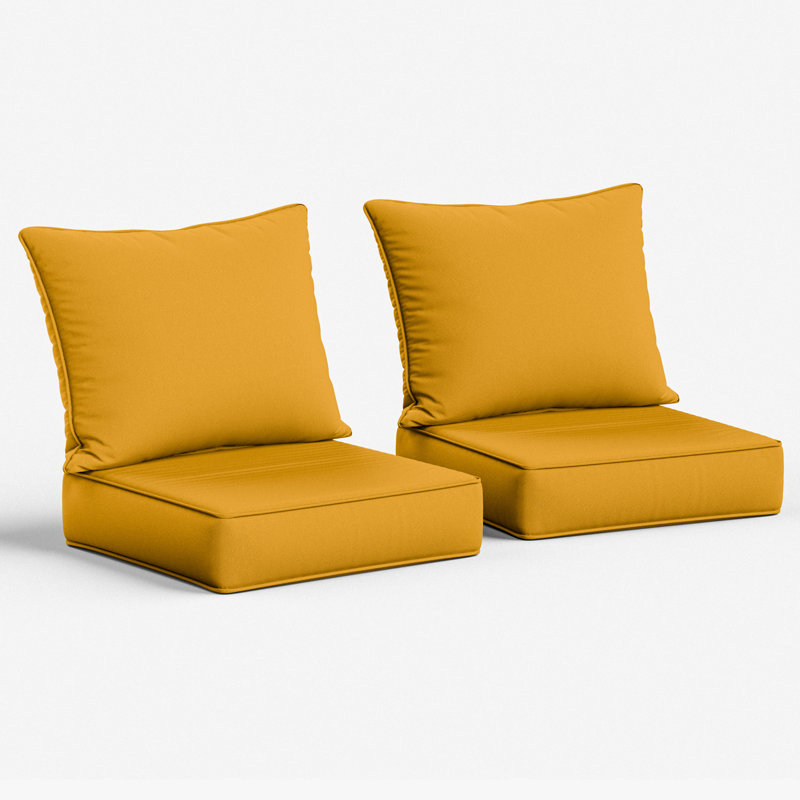 24"W X 24"D Outdoor Deep Seating Cushions 6.5” Indoor/Outdoor Seat And Back Cushion, Cushions Only, Yellow