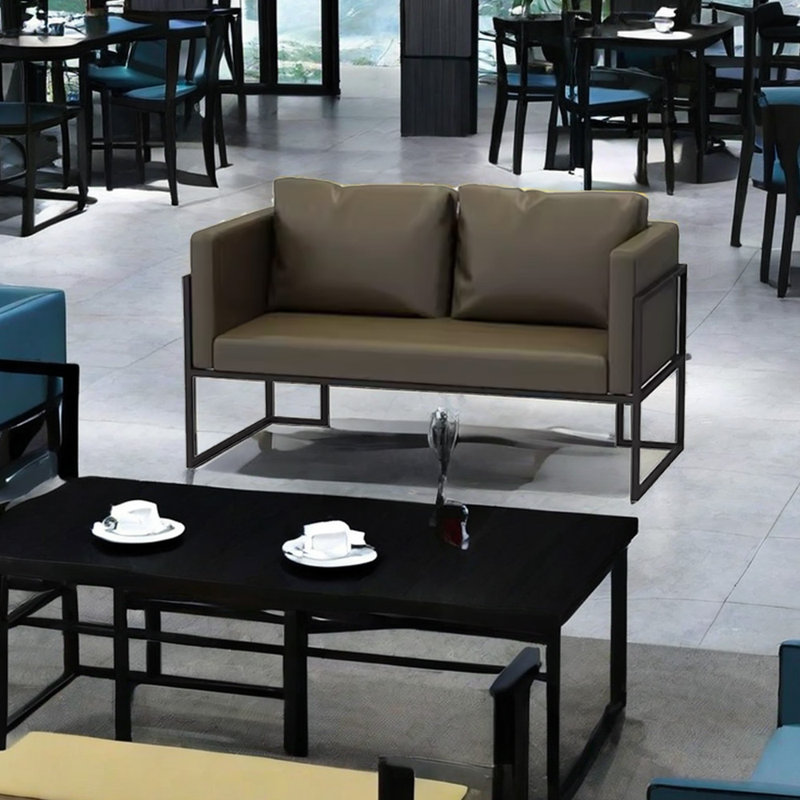 Banc rembourré en similicuir Lorilyn, Vert olive foncé