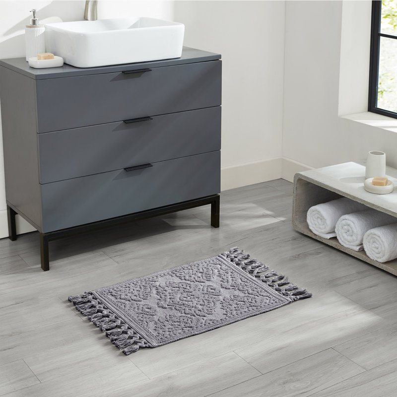 Ricardo 100% Cotton Bath Rug, 21" W x 41" L, Dark Gray