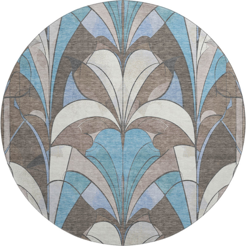 Premium Machine Washable Mayfield modern Rug, 8' Round, Brown