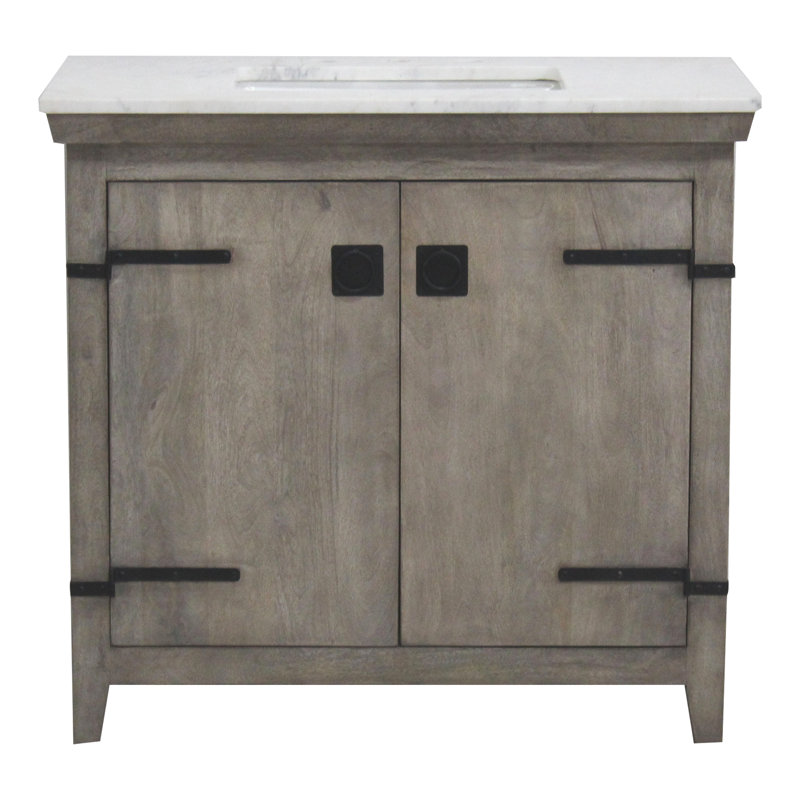 Ensemble de meuble-lavabo simple 36 po Ono, Gris clair, Pigment blanc