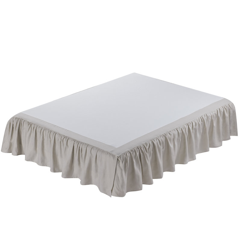 100% Linen Ruffled Bed Skirt，16 Inches Drop, Washed French Linen Dust Ruffle, OEKO-TEX STANDARD 100 Certified, Natural, Twin