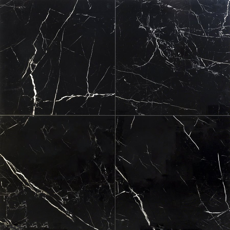 Marble Tech 24x24 Polished Nero Marquina Look Porcelain Tile