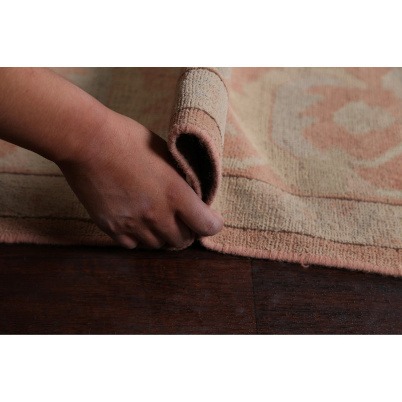 Tapis décoratif en laine beige Oushak de conception unique 10 pi 4 po x 12 pi 8 po noué à la main