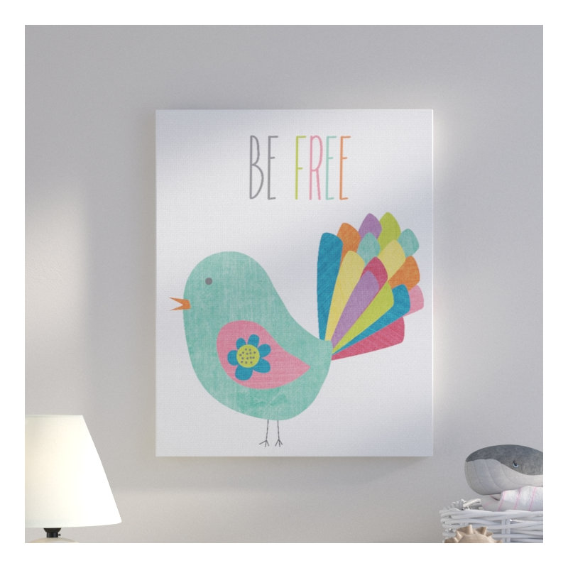 Être oiseau coloré gratuit, H 20 po x l 16 po x P 1,5 po, Toile tendue