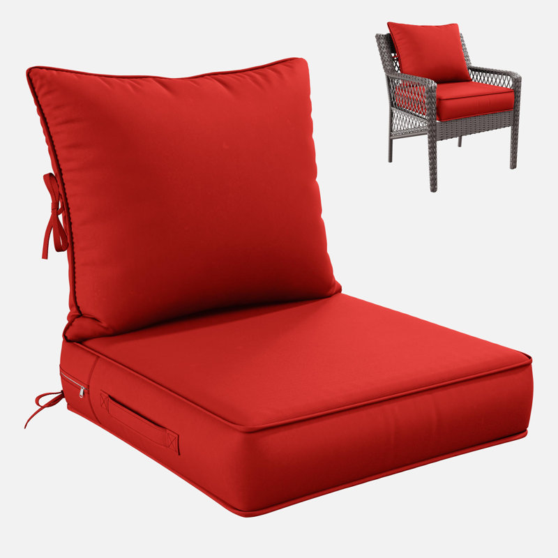 Outdoor Deep Seating Cushion Set Indoor And Outdoor Seat / Back Cushion, Available In 4 Sizes, Red, 19" H x 19" W