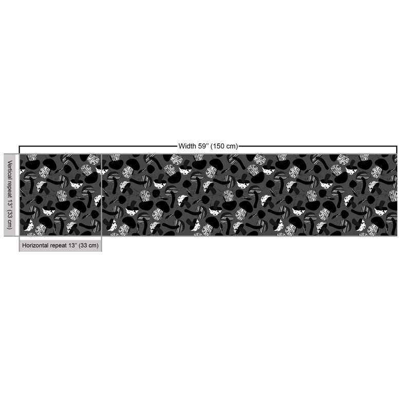 Chloe-Grace Grunge Style Greyscale Pattern of Creative Toadstools Multi-Purpose Fabric