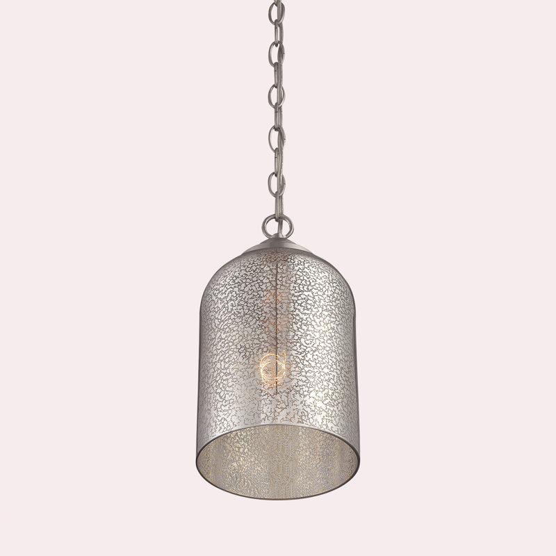 Luminaire suspendu en forme de cloche à 1 lumière Alexa en nickel satiné, Nickel satiné, Argentée