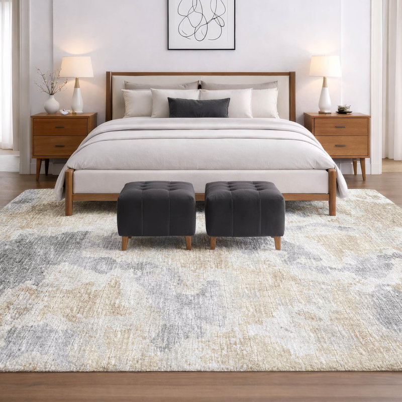 Premium Machine Washable Dream Shag ADS67 Soft Abstract Rug, Beige, 9' x 12'