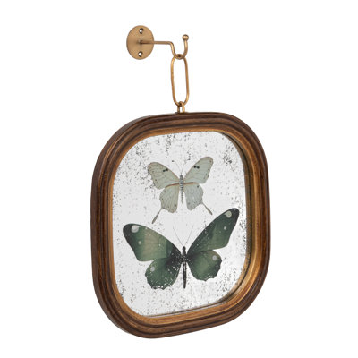 Framed Antique Wall Decor with Butterflies