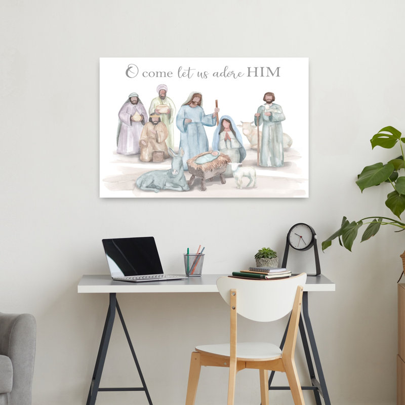 O Come Let Us Adore Him 1 Piece Wrapped Canvas Wall Art, 60.96cm H x 91.44cm W
