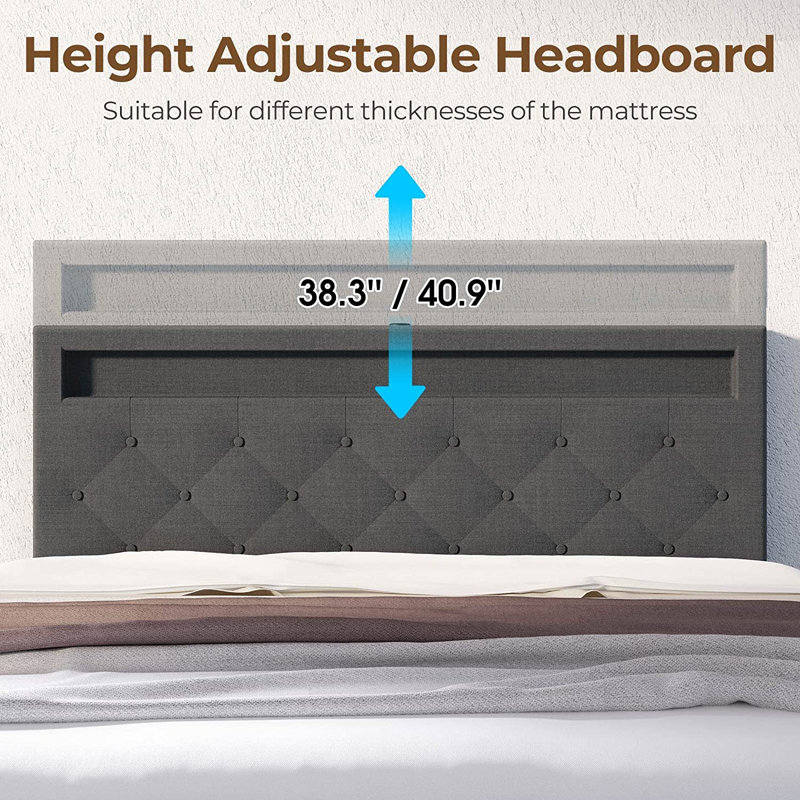 Upholstered Slat Storage Bed