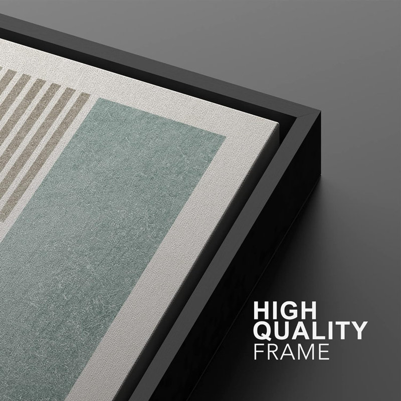 Geometric Line Minimalist Blue And Gray Rectangle And Line Abstract Shapes Modern Chic On Canvas 2 Pieces Print