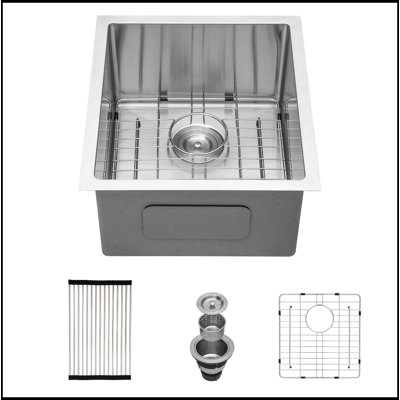 15"X 17"X 10" Undermount Singel Bowl Kitchen Basin 16 Gauge Stainless Steel With 10 Inch Deep