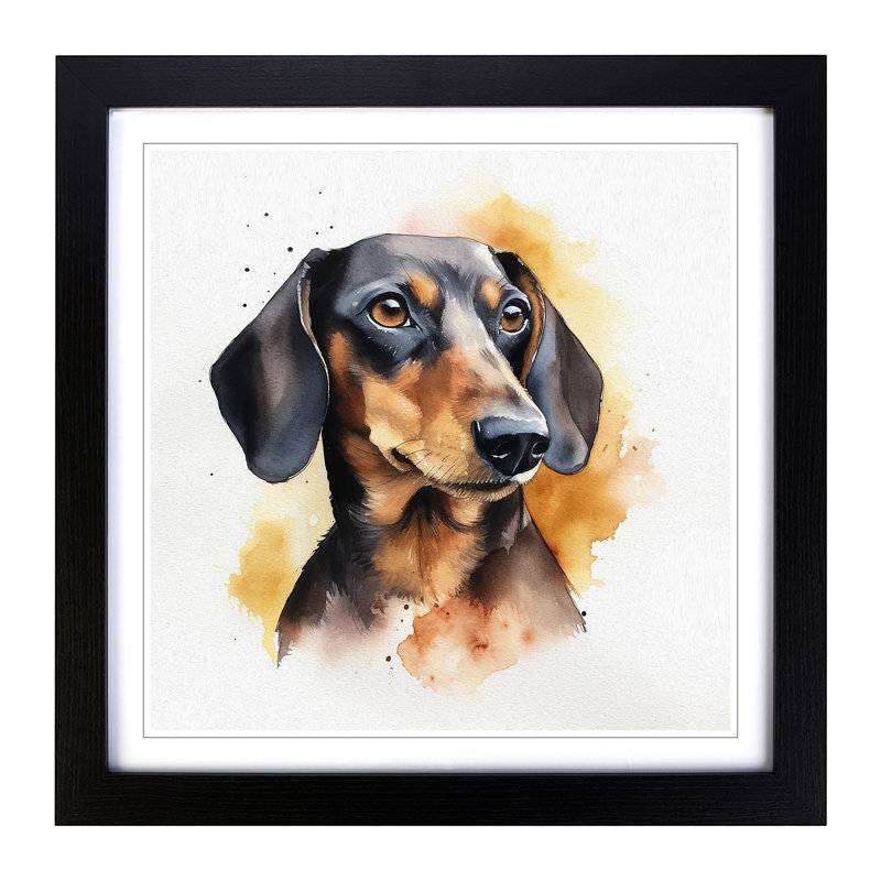 Dachsund Watercolour No.1 - Framed Print, Black