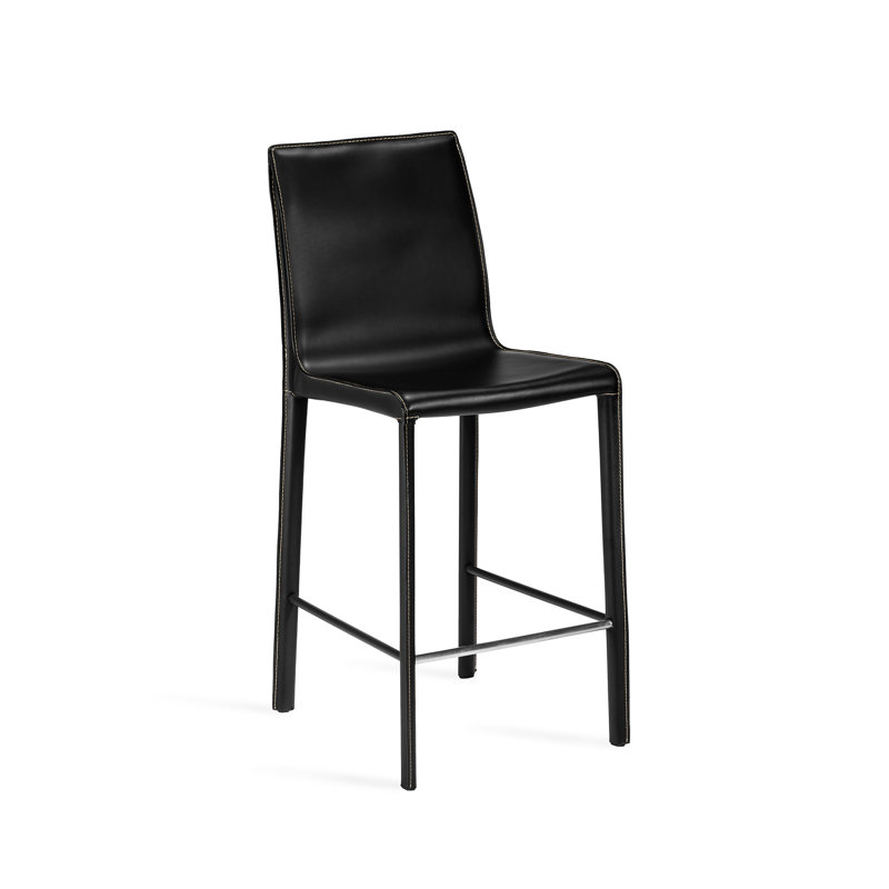 Jada Upholstered Stool with Metal Frame, White, Counter Stool (26" Seat Height)
