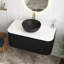 Meuble-lavabo noir 36 po avec lavabo, meuble de rangement mural rayé à bords arrondis avec tiroir, cuve en céramique noire avec motif de pierres, pré-assemblé-1904854615-1904854609