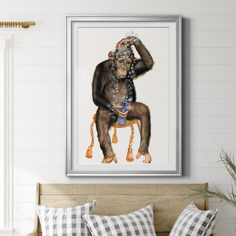 " Bath Animals II ", Silver Framed Paper, 30.5" H x 42.5" W x 1.5" D
