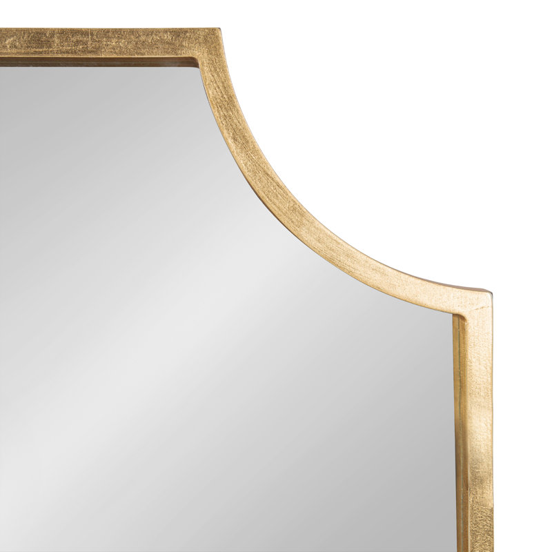 Travis Wooden Scalloped Wall Mirror for Use as Bathroom Vanity Mirror, Gold