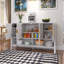 Buffet de rangement en panneau de fibres à densité moyenne avec 4 portes, buffet multifonctionnel avec tablette ouverte et 2 tablettes réglables, armoire moderne avec crochets doubles, blanc-251408471
