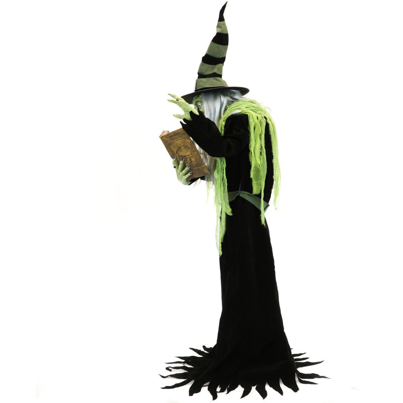 Enchantress Witch Animatronic with Green LED Lights and Motion Activation