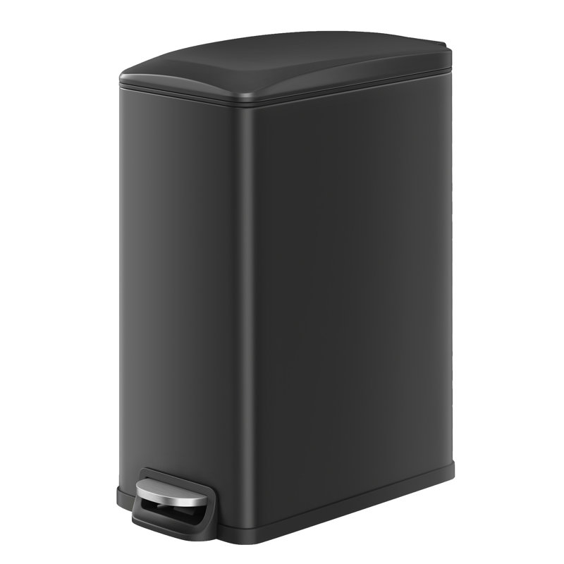 Poubelle à pédale 13 gallons avec couvercle, fermeture en douceur, seau intérieur, Noir, noir, noir, noir