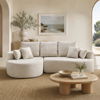 Canapé modulaire incurvé en chenille 106 pièces 2 pièces 106 po avec méridienne pour le salon - doublure argentée